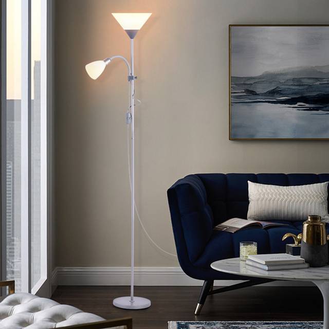Mother Child Standard Torchiere Floor Lamps - Silver Grey