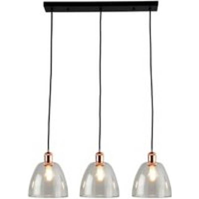 Saxby Grove Three Light LED Bar Pendant - Clear Glass, Polished Copper & Matt Black - Copper And Glass