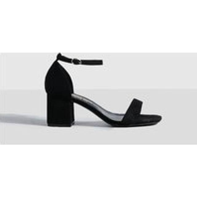 Womens Wide Fit Low Block Barely There Heels - Black - 6