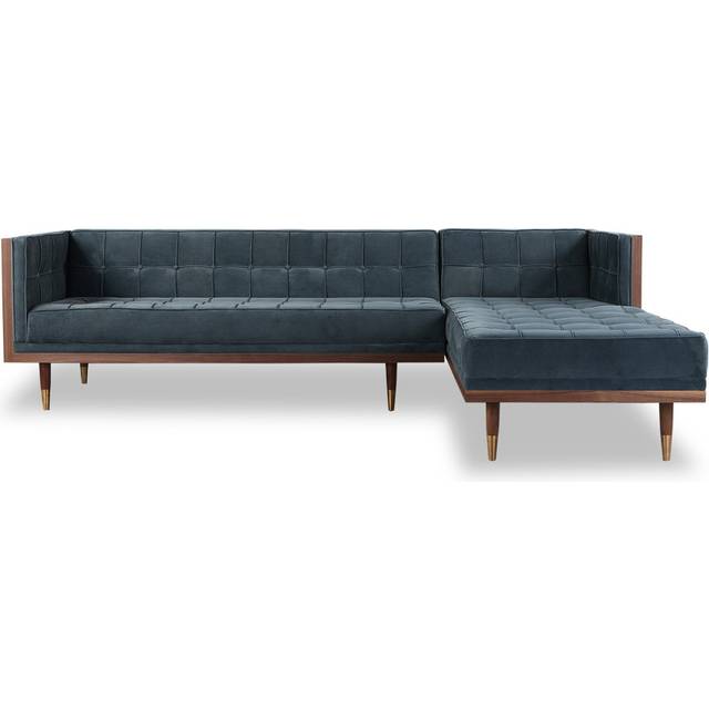 Woodrow Box 100" Fabric Sofa Sectional Right, Walnut/Neptune Velvet