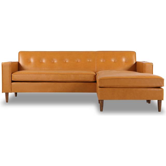 Eleanor 87" Leather Sofa Sectional Right, Tan