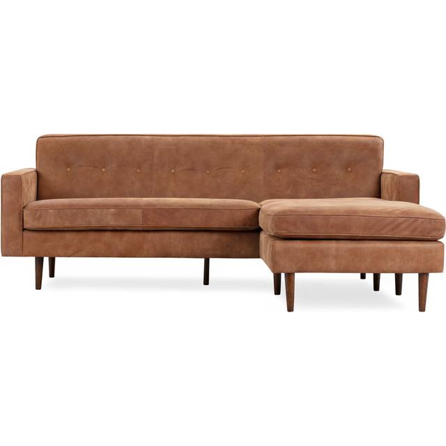 Eleanor 85" Leather Sofa Sectional Right, Cognac