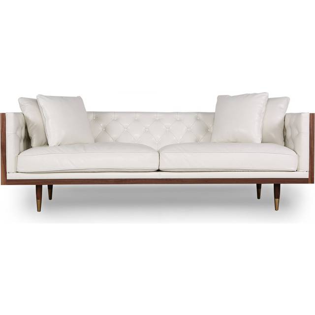 Woodrow Neo 87" Leather Sofa, Walnut/White Aniline
