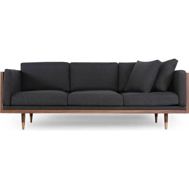 Woodrow Lush 87" Fabric Sofa, Walnut/Urban Ink
