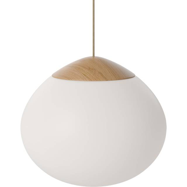 Bolia - Acorn Suspension Lamp Glass Ø 41cm - opal, eiche/geölt/HxØ 35x41cm/Fassung 1xE27 - oak (35.0 x &#8960;41.0cm)
