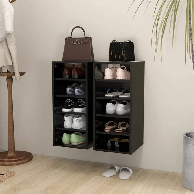 Shoe Cabinet Engineered Wood - Black (10)