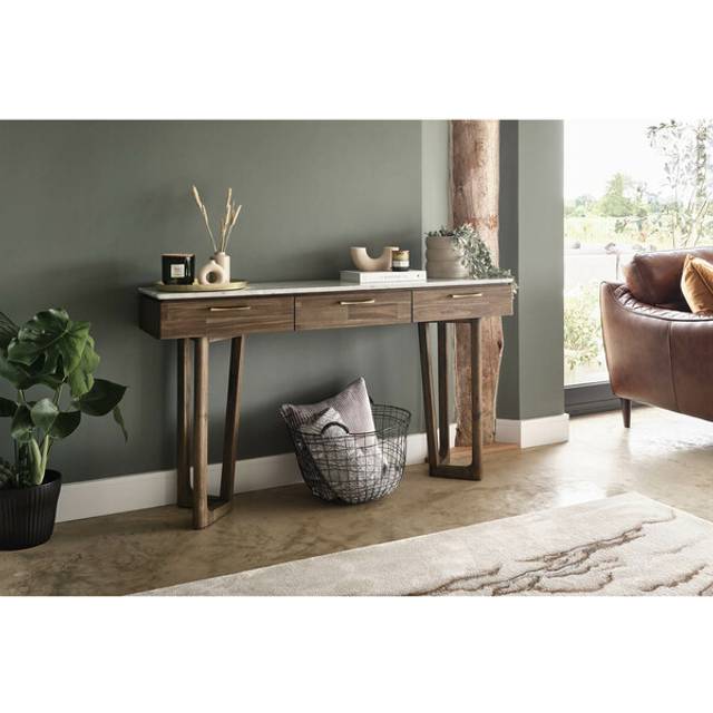 Solid Acacia & Italian Marble Console Tables - Console Table - Islington Range - Oak Furnitureland
