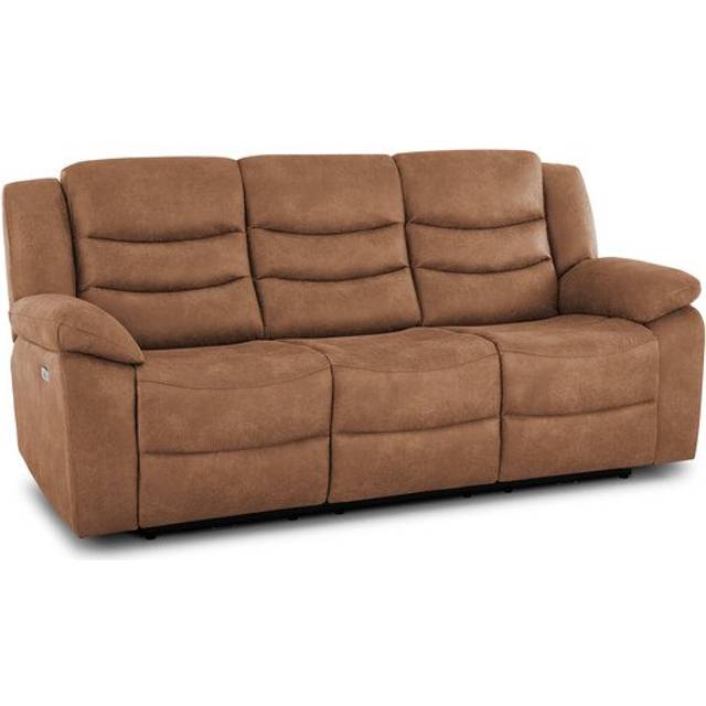 Ranch Brown Fabric Sofas - 3 Seater Electric Recliner Sofa - Marlow Range - Oak Furnitureland