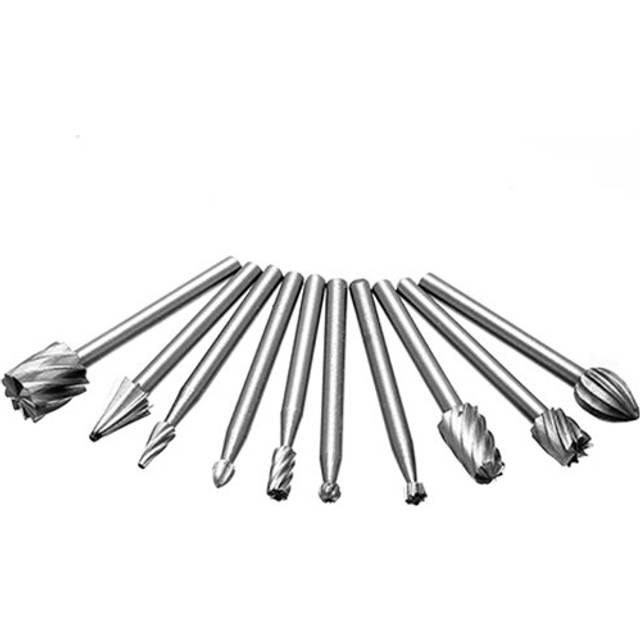 10pcs 3mm Shank HSS Router Bit Rotary Burr File Set Milling Drill Cutter for Woodworking