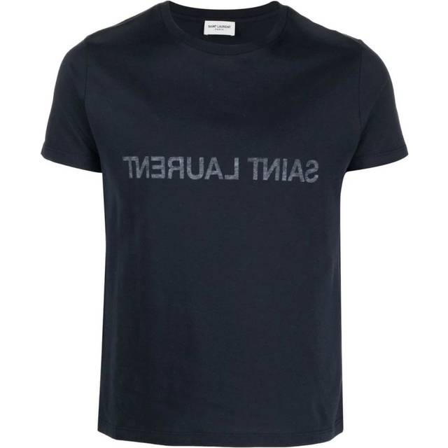 Saint Laurent Men's Navy Cotton T-Shirt in Blue | Size XL | 663278Y37AW Color 4145 (XL)