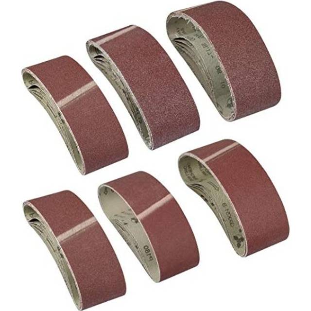 30Pcs Cloth/Fabric Sanding Belt, 75 x 533mm Sanding Belt 40/60 /80/120 /180/240 Grits Aluminum Oxide File Belts for Bosch Belt Sanders etc