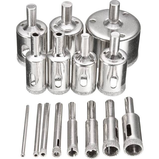 15pcs 3-42mm Diamond Hole Saw Cutter Tool Drill Bit Set for Glass Ceramic Marble Tile