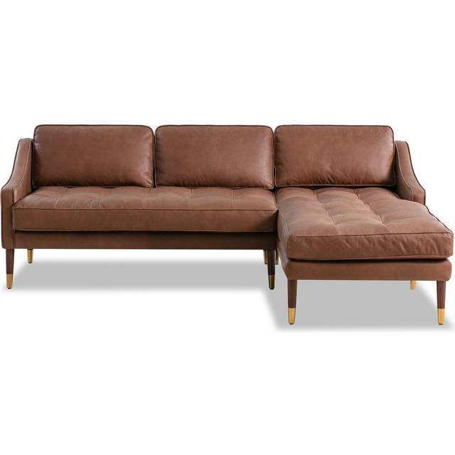 Brando 83" Leather Sofa Sectional Right, Milano Mocha