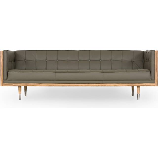 Woodrow Box 87" Leather Sofa, Zebrawood/Grey Aniline