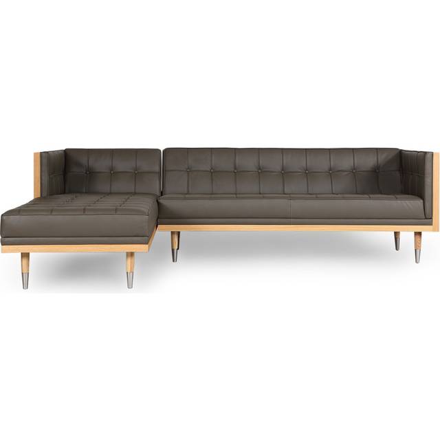Woodrow Box 100" Leather Sofa Sectional Left, Ash/Grey Aniline