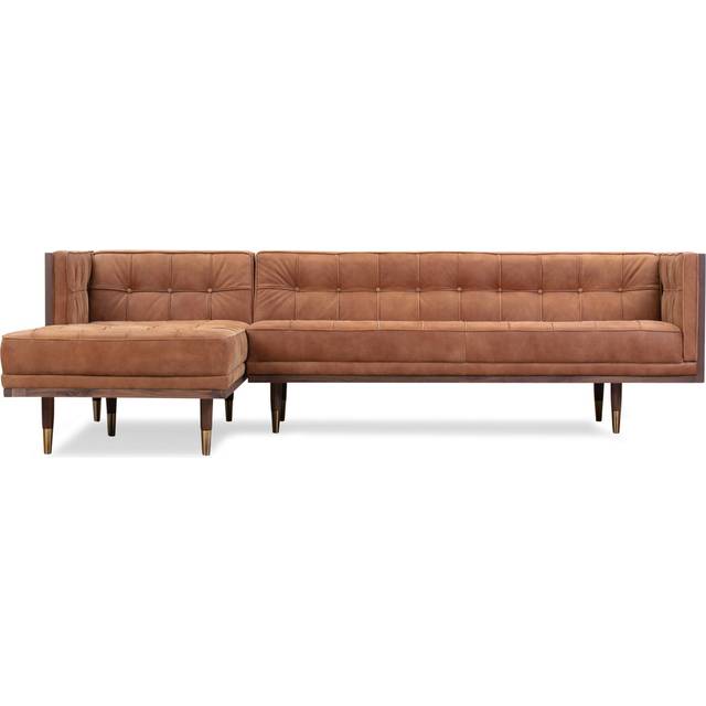 Woodrow Box 100" Leather Sofa Sectional Left, Walnut/Cognac