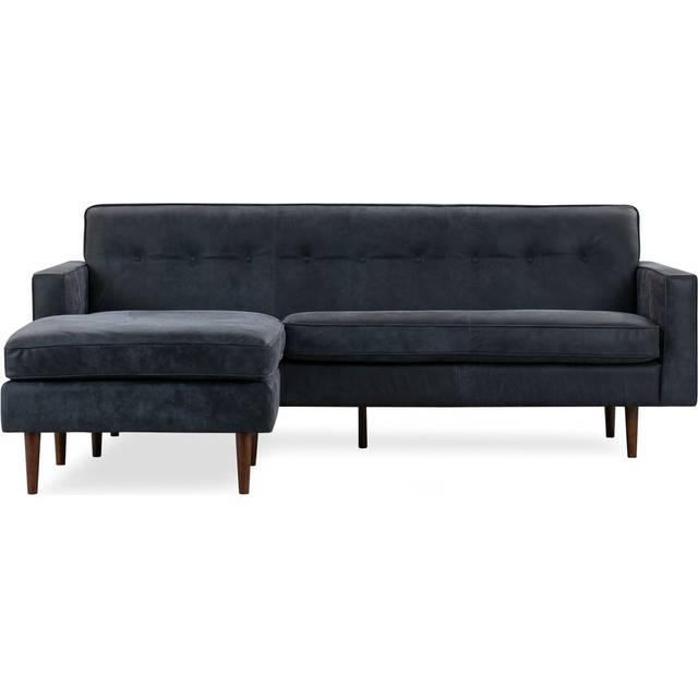 Eleanor 85" Leather Sofa Sectional Left, Night