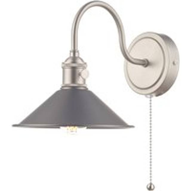 dar lighting HAD0761-02 Hadano 1 Light Wall Light Antique Chrome With Antique Pewter Shade