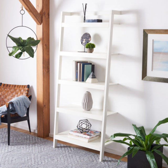 Safavieh ETG9402B Beauregard 5 Tier Leaning Etagere, White