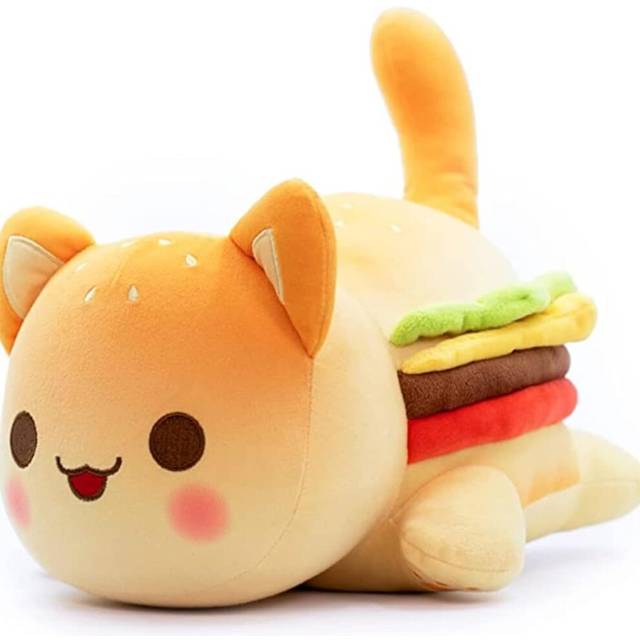 Hamburger Cat Food Plush Toy, Cute Cartoon Animal Plush Doll, Soft Pillow Toy, Suitable for Kids Girlfriend Birthday Gifts.(9.8in)