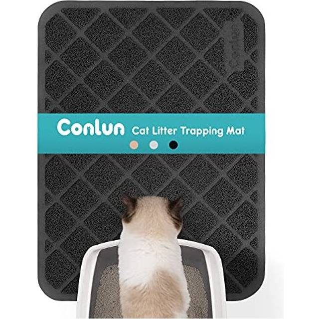 Cat Litter Mat Litter Trapping Mat, 61 x 43 cm Cat Litter Tray Mat, Premium PVC Grid Mesh Scatter Control Design Litter Box Mat, Waterproof Urine