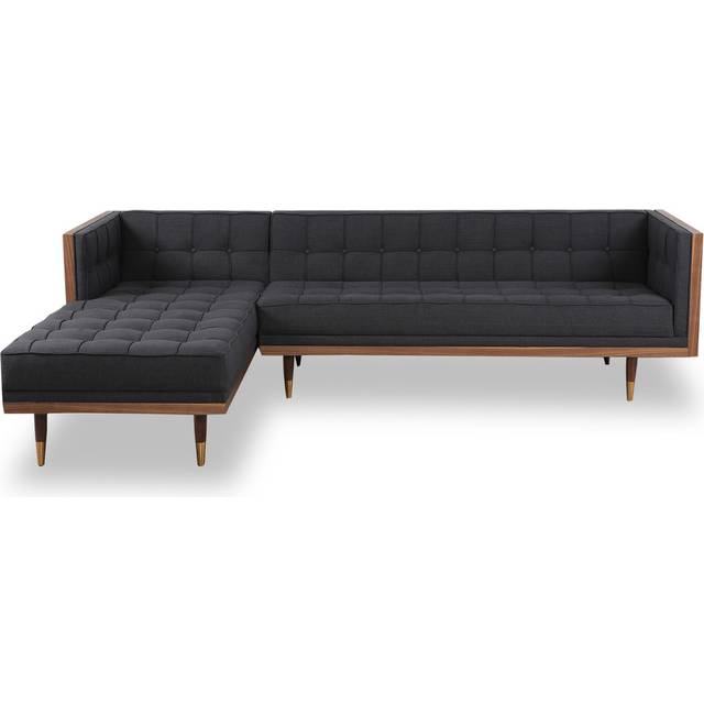 Woodrow Box 100" Fabric Sofa Sectional Left, Walnut/Urban Ink
