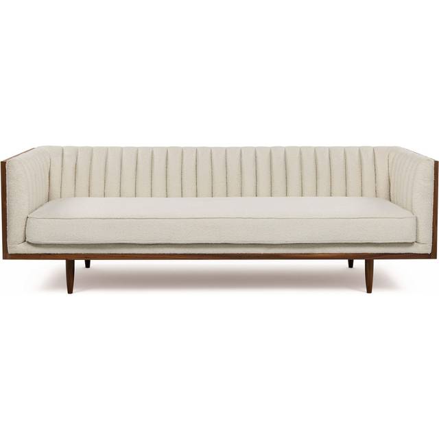 Woodrow Linea 87" Fabric Sofa, Walnut/Cream Boucle