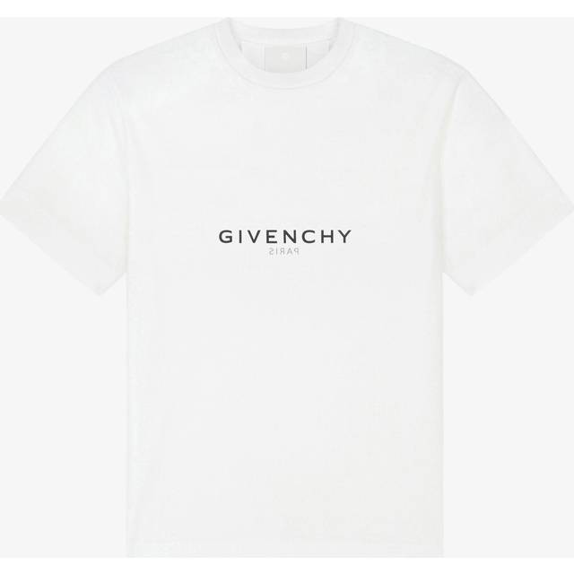 Givenchy, T-Shirts, male, White, S, Black Logo Oversized T-Shirt