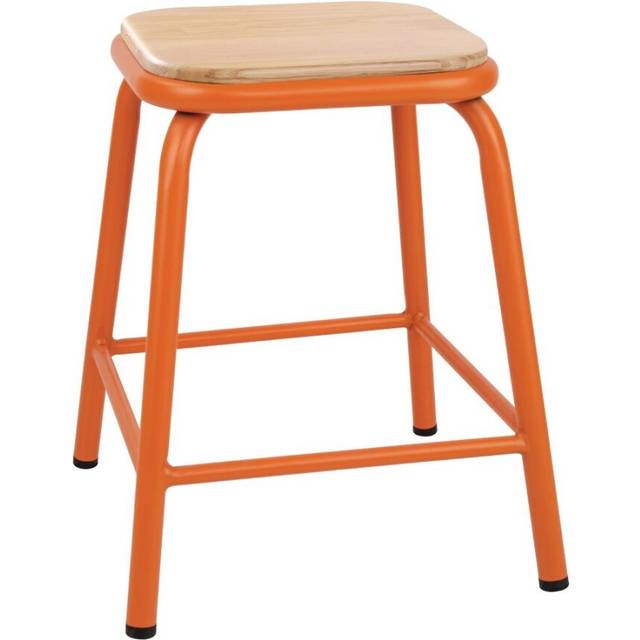 Bolero Cantina Low Stools with Wooden Seat Pad Orange (Pack of 4)