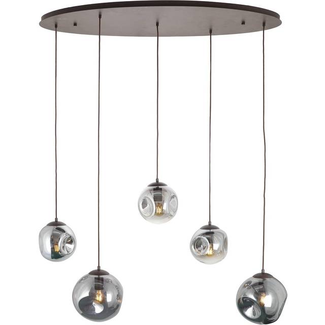 Lindby - Valentina 5 Oval Pendant Smoked Grey/Coffee