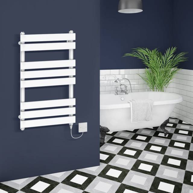 (800x500mm - 500W) WarmeHaus Electric Flat Panel Heated Towel Rail White
