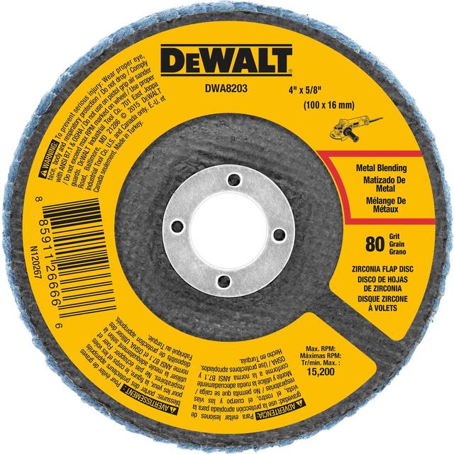 DEWALT DWA8203 80 Grit Zirconia T29 Flap Disc  4-Inch X 5/8-Inch