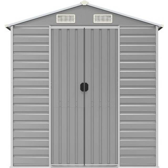 vidaXL Garden Shed Light Grey 191x895x198 cm Galvanised Steel