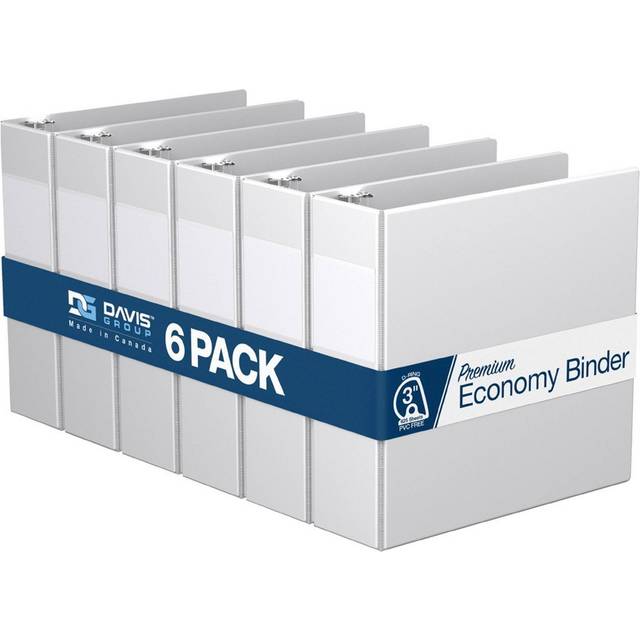 Davis Group 2305-00-06 Premium Economy, Angle D Ring, Binder, 6 Pack (White, 3&apos;)