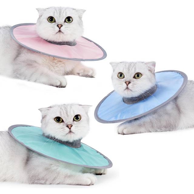 Cat Cone Collar Stop Licking Adjustable Ribbing Neck Recovery Collar Medium turquoise