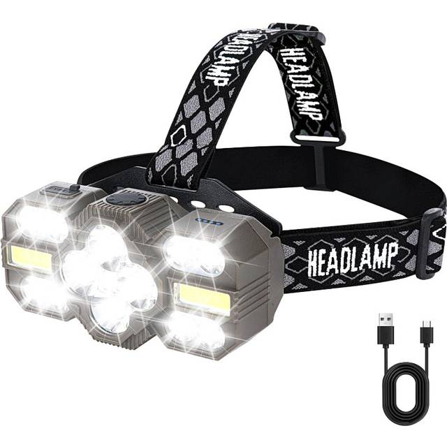 Chronus Headlamp Rechargeable, 14 LED 22000 High Lumen Super Bright Head Lamp with Red Light, Waterproof Lightweight Head Light, 8+2 Modes(Black)