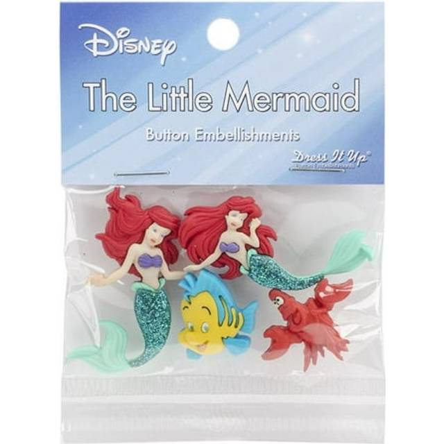 The Little Mermaid Disney Button Collection - Disney Buttons Embellishments Buttons for Sewing  Crafting  Quilting  Scrapbooking - Ariel  Sebastian  F