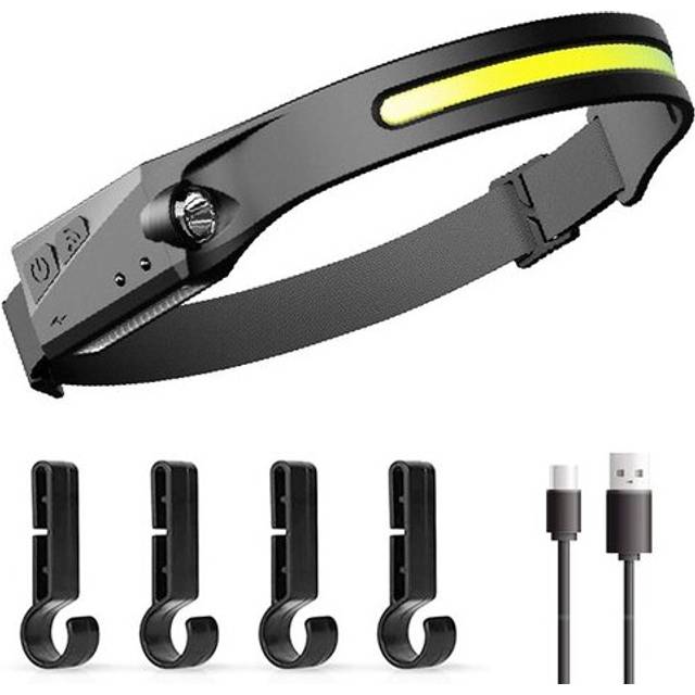 Bright LED Headlamp 270 Dgree Wide Beam & Spotlight, 4 Sensor Modes for Outdoor Cycling Camping Hiking - with 4 buckles