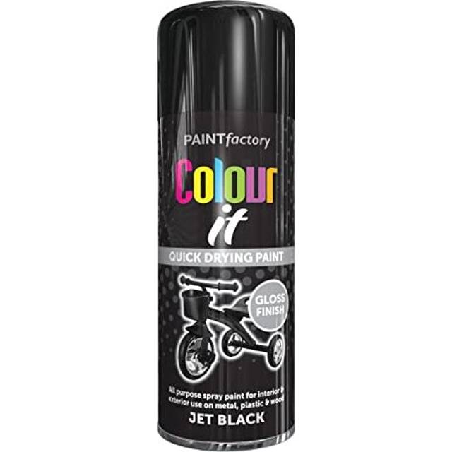 400ml Colour IT Jet Black Gloss All Purpose Household Spray Paint for Metal Wood Plastic