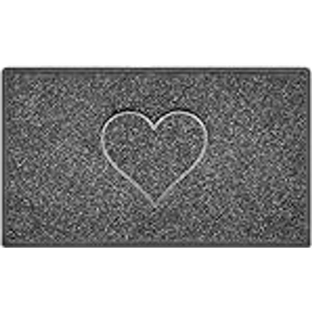 Nicoman Dark Grey Heart Embossed Spaghetti Coil Door Mat Dirt-Trapper Washable Barrier Doormat 75Cm X 44Cm - One Size