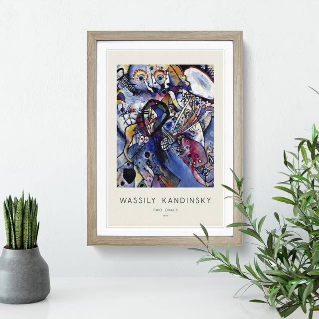 Two Ovals by Wassily Kandinsky - Picture Frame Art Prints - Oak (48cm H x 36cm W x 2cm D)