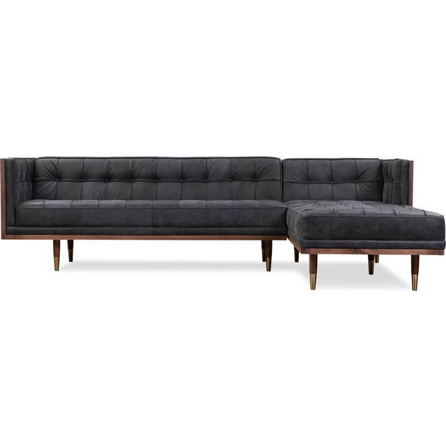 Woodrow Box 100" Leather Sofa Sectional Right, Walnut/Night
