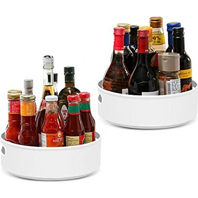 "Lazy Susan Turntable Cupboard Organizer, Multi-Functional Spice Rack for Kitchen Storage, Revolving Condiment Holder, Non-Slip Storage Racks 9"" Grey"