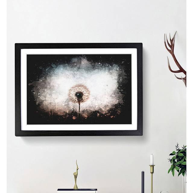 Dandelion Paint Splash - Picture Frame Graphic Art - Black Framed (24cm H x 33cm W x 2cm D)