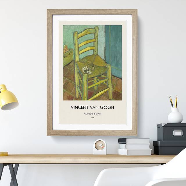 Vincents Chair by Vincent Van Gogh - Picture Frame Art Prints - Oak (36cm H x 27cm W x 2cm D)