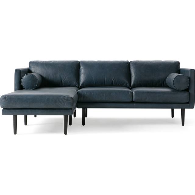Spectre 81" Leather Sofa Sectional Left, Napoli Blue