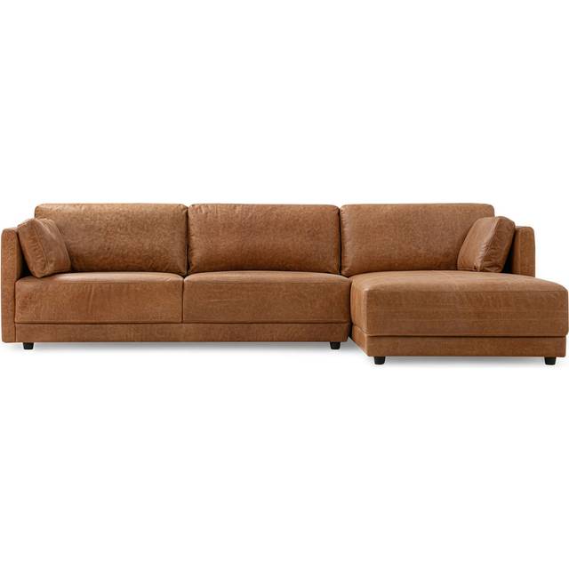Domus 114" Leather Sofa Sectional Right, Chestnut