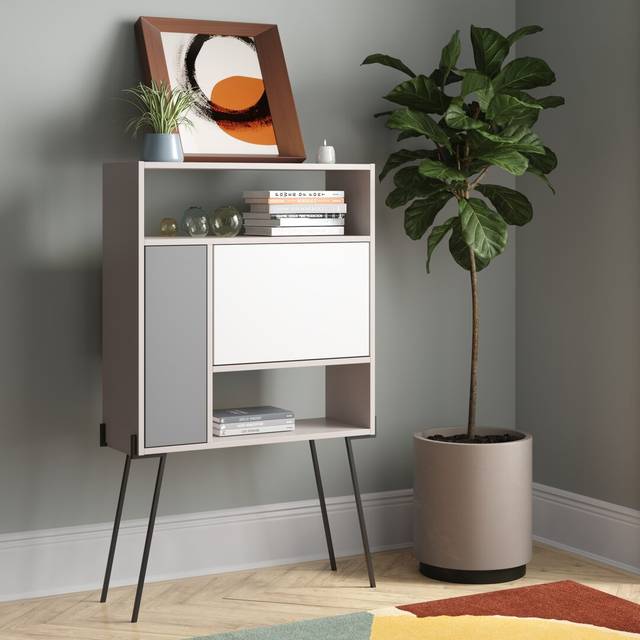 Hykkon Ziva Secretary Desk Light Mocha/White/Anthracite 135cm H X 83.5cm W