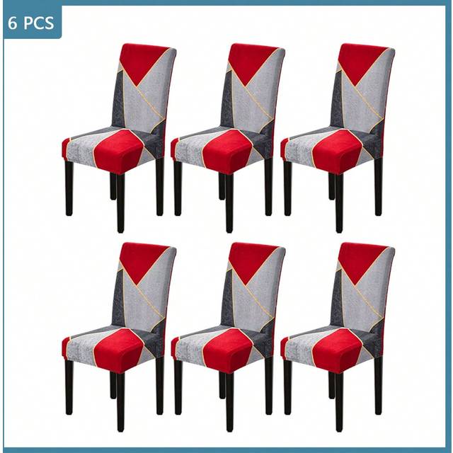 SHEIN 2/4/6PCS Printed Elastic Chair Cover Living Room Dining Table Chair Protective Cover Home Decorative Stool Cover
