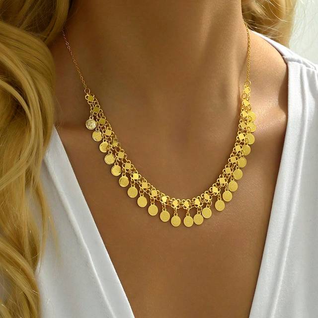 SHEIN 1pc Fashionable Versatile Vintage Refined Elegant Metal Necklace For Women